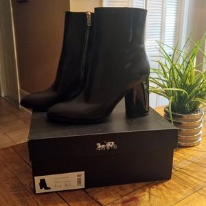 Coach Leather Ankle Boots w/ Signature C heel